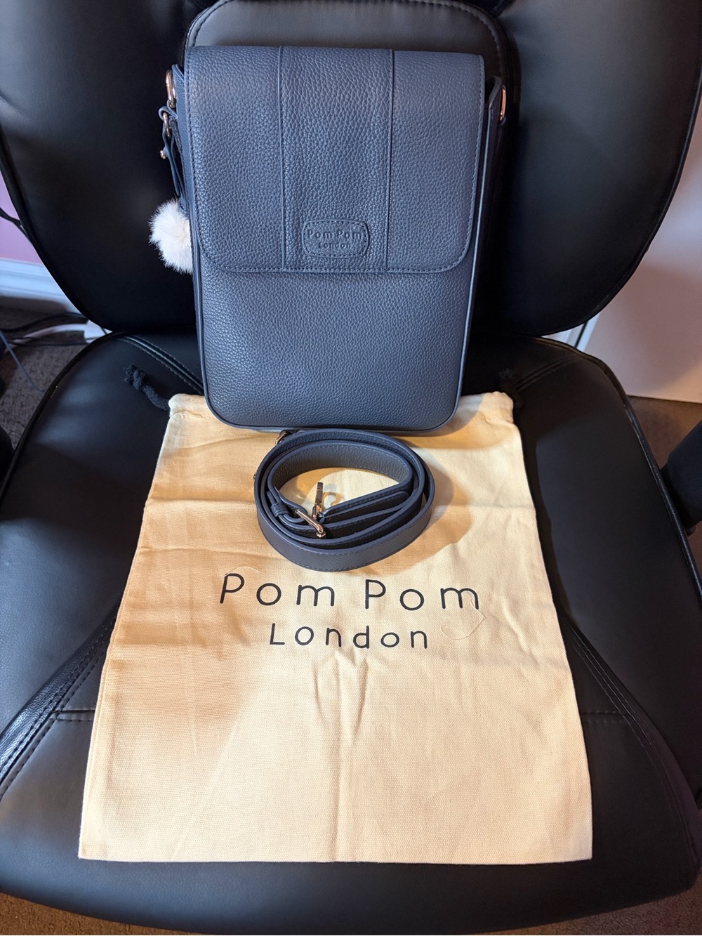 Pom Pom London Slate Blue Portland Bag